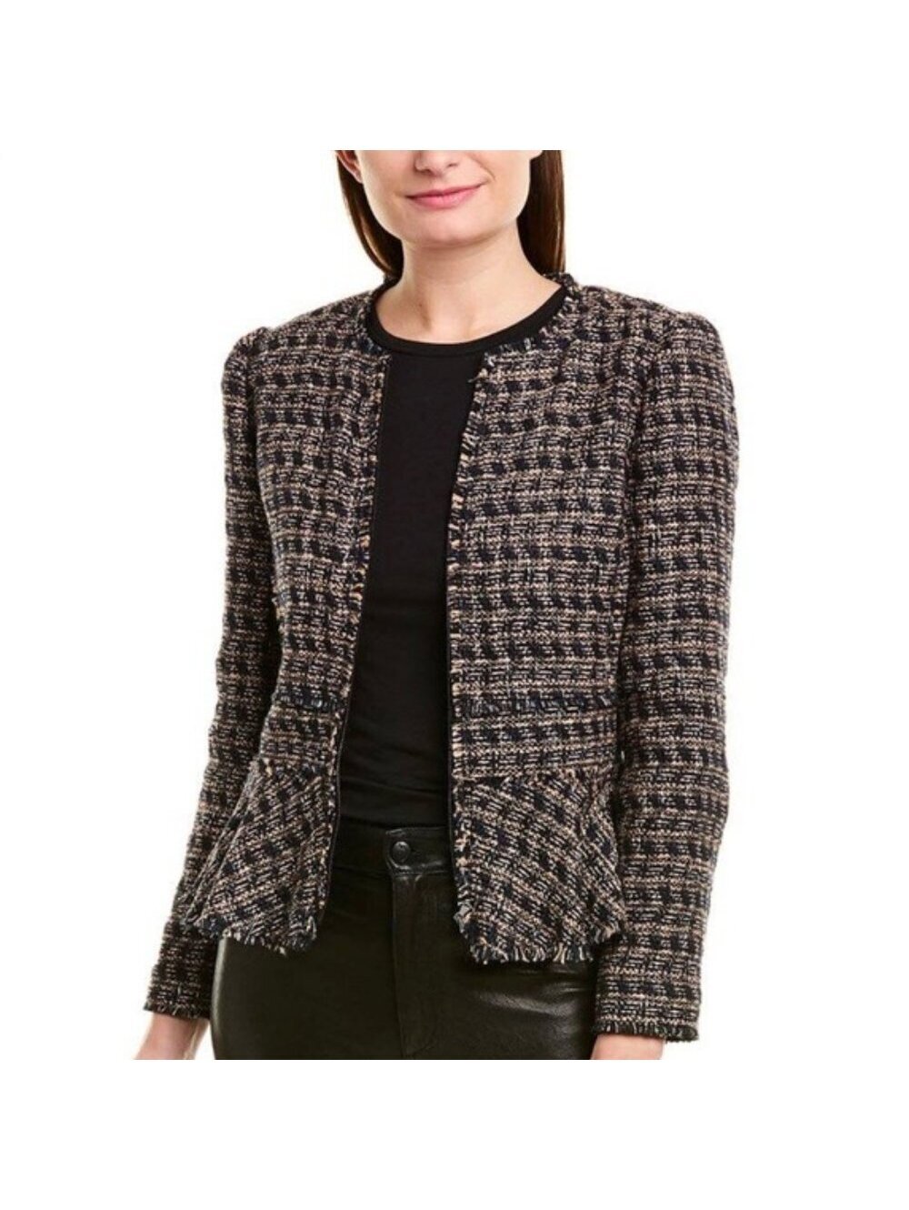 Rebecca Taylor Multi Tweed Ruffle Blazer Jacket, NWT, Size 10